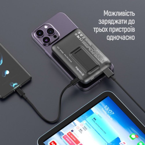 Батарея универсальная ColorWay 10 000 mAh 15W MagSafe (USB QC3.0 + USB-C PD 22.5W) (CW-PB100LPA3BK-WPDD)