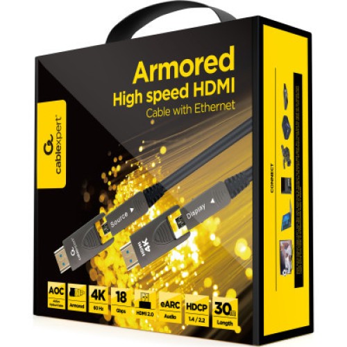 Кабель мультимедийный HDMI to HDMI A/D to A/D 30.0m V.2.0 4K 60Hz Optic (AOC) Cablexpert (CCAP-HDMIDD-AOC-30M)