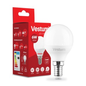 Лампочка Vestum G45 6W 4100K 220V E14 (1-VS-1203)