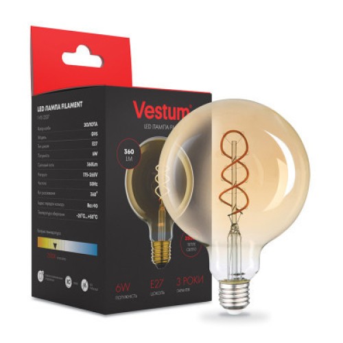 Лампочка Vestum G95 Е27 6Вт 220V 2500К (1-VS-2507)