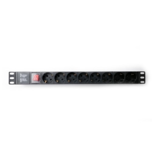 Силовой блок 19" 1U 8xSchuko, вимикач, С14 Kingda (KD-PDU-GM-1U-P8-C14)