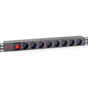 Силовой блок 19" 1U 8xSchuko, вимикач, С14 Kingda (KD-PDU-GM-1U-P8-C14)