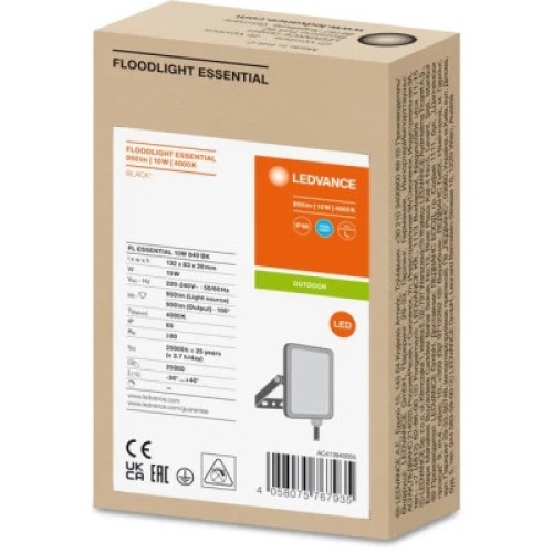 Прожектор LEDVANCE FL ESSENTIAL 10W 840 BK IP65 (4058075767935)