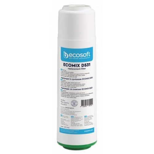 Картридж для фильтра кувшина Ecosoft Картридж з сумішшю EcomixD531 Ecosoft 2.5х10", видаляє жорсткість, (CRV2510ECO)