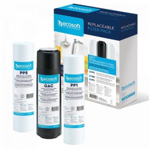 Картридж для фільтра глечика Ecosoft Комплект картриджів Ecosoft 1-2-3 Standart (2 поліпропілену+вугі (CPV3ECOSTD)
