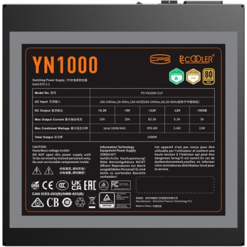 Блок питания PcCooler 1000W (YN1000)