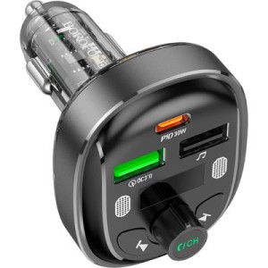 FM модулятор BOROFONE BC47, Gray, Box