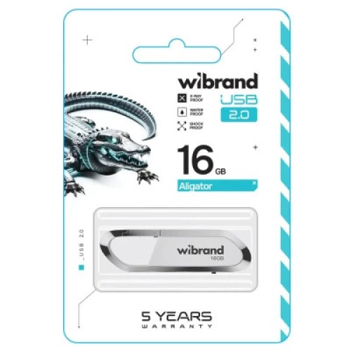 USB флеш накопитель Wibrand 16GB Aligator White USB 2.0 (WI2.0/AL16U7W)