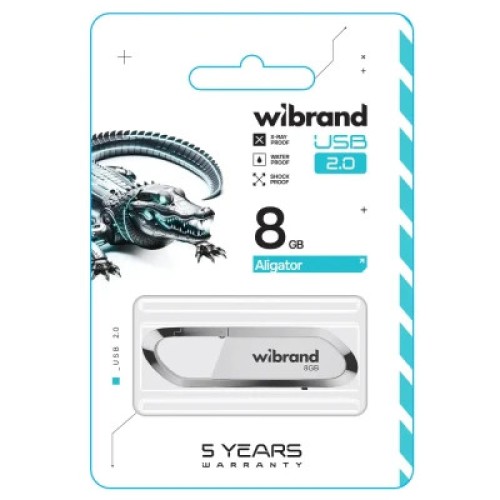 USB флеш накопитель Wibrand 8GB Aligator White USB 2.0 (WI2.0/AL8U7W)