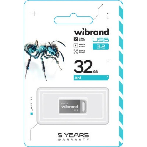 USB флеш накопитель Wibrand 32GB Ant Silver USB 3.2 Gen 1 (USB 3.0) (WI3.2/AN32M4S)