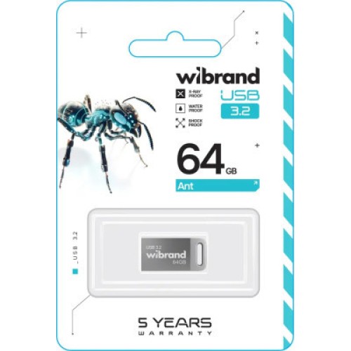 USB флеш накопитель Wibrand 64GB Ant Silver USB 3.2 Gen 1 (USB 3.0) (WI3.2/AN64M4S)