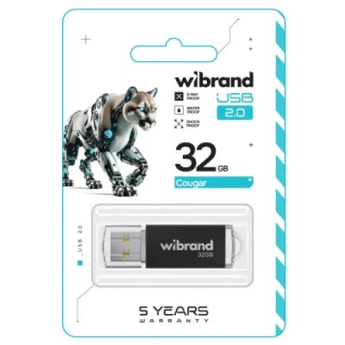 USB флеш накопитель Wibrand 32GB Cougar Black USB 2.0 (WI2.0/CU32P1B)