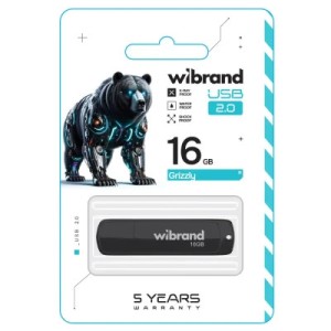 USB флеш накопитель Wibrand 16GB Grizzly Black USB 2.0 (WI2.0/GR16P3B)