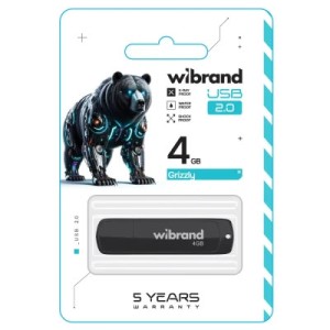 USB флеш накопитель Wibrand 4GB Grizzly Black USB 2.0 (WI2.0/GR4P3B)