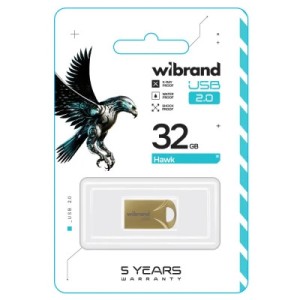 USB флеш накопитель Wibrand 32GB Hawk Gold USB 2.0 (WI2.0/HA32M1G)