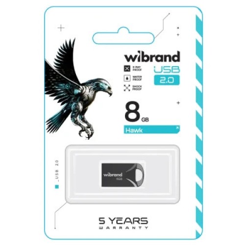 USB флеш накопитель Wibrand 8GB Hawk Black USB 2.0 (WI2.0/HA8M1B)