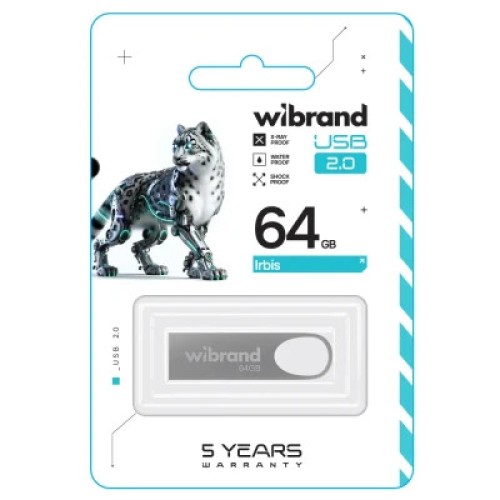 USB флеш накопитель Wibrand 64GB Irbis Silver USB 2.0 (WI2.0/IR64U3S)