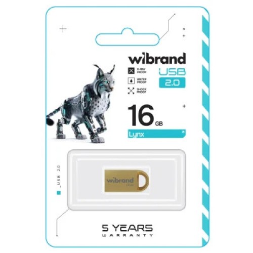 USB флеш накопитель Wibrand 16GB lynx Gold USB 2.0 (WI2.0/LY16M2G)