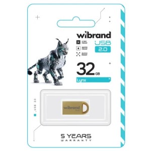 USB флеш накопитель Wibrand 32GB lynx Gold USB 2.0 (WI2.0/LY32M2G)