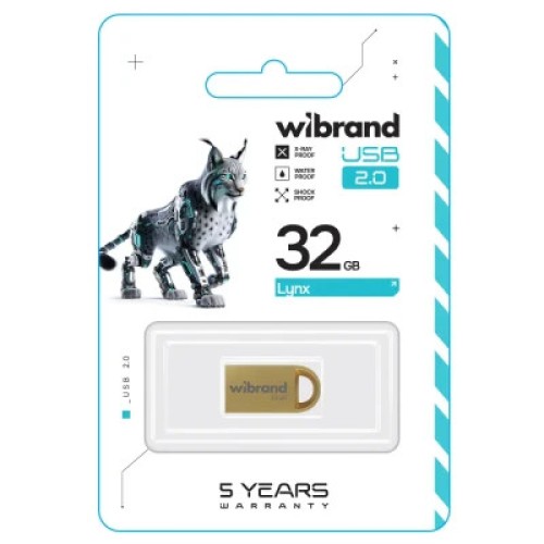 USB флеш накопитель Wibrand 32GB lynx Gold USB 2.0 (WI2.0/LY32M2G)