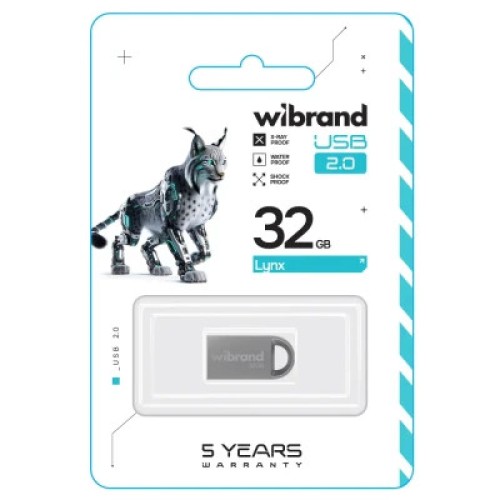 USB флеш накопитель Wibrand 32GB lynx Silver USB 2.0 (WI2.0/LY32M2S)