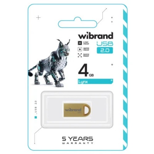 USB флеш накопитель Wibrand 4GB lynx Gold USB 2.0 (WI2.0/LY4M2G)