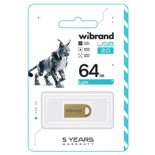USB флеш накопитель Wibrand 64GB lynx Gold USB 2.0 (WI2.0/LY64M2G)