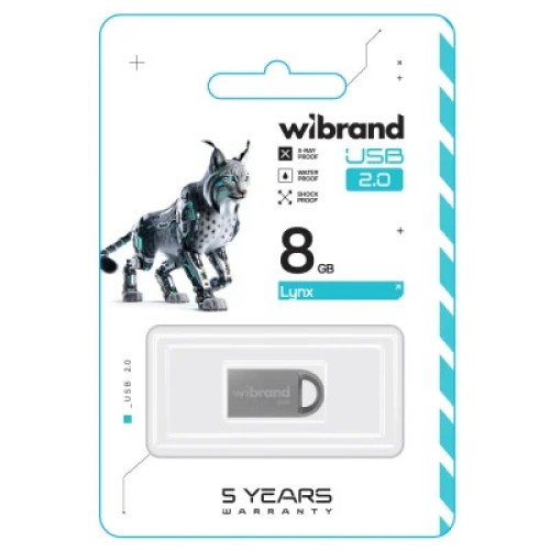 USB флеш накопитель Wibrand 8GB lynx Silver USB 2.0 (WI2.0/LY8M2S)