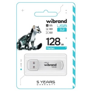 USB флеш накопитель Wibrand 128GB Marten White USB 3.2 Gen 1 (USB 3.0) (WI3.2/MA128P10W)