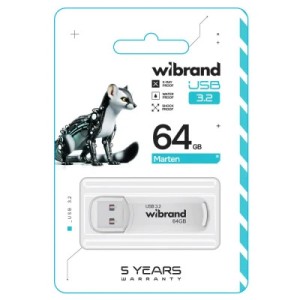 USB флеш накопитель Wibrand 64GB Marten White USB 3.2 Gen 1 (USB 3.0) (WI3.2/MA64P10W)