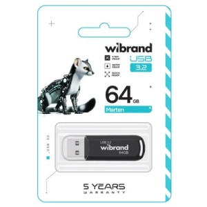 USB флеш накопитель Wibrand 64GB Marten Black USB 3.2 Gen 1 (USB 3.0) (WI3.2/MA64P10B)