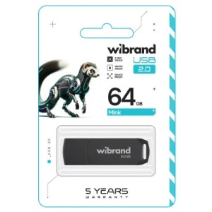 USB флеш накопитель Wibrand 64GB Mink Black USB 2.0 (WI2.0/MI64P4B)
