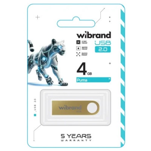 USB флеш накопитель Wibrand 4GB Puma Gold USB 2.0 (WI2.0/PU4U1G)