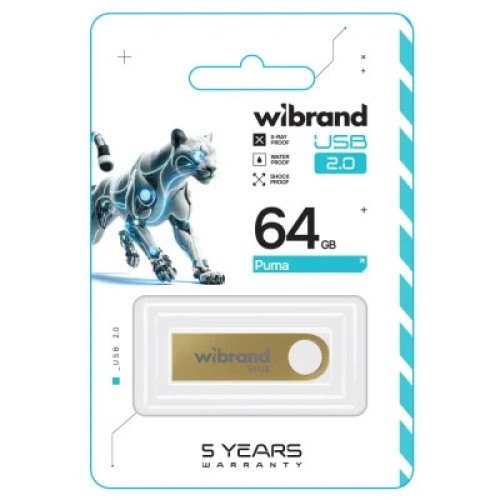 USB флеш накопитель Wibrand 64GB Puma Gold USB 2.0 (WI2.0/PU64U1G)