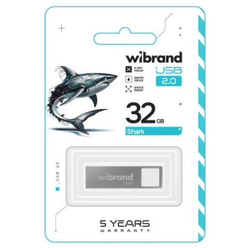 USB флеш накопитель Wibrand 32GB Shark Silver USB 2.0 (WI2.0/SH32U4S)