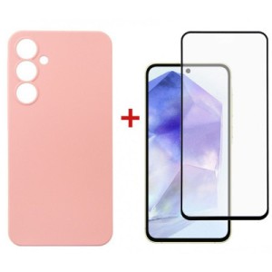 Чехол для мобильного телефона Dengos Samsung Galaxy A55 5G + Glass Pink (DG-KM-92)