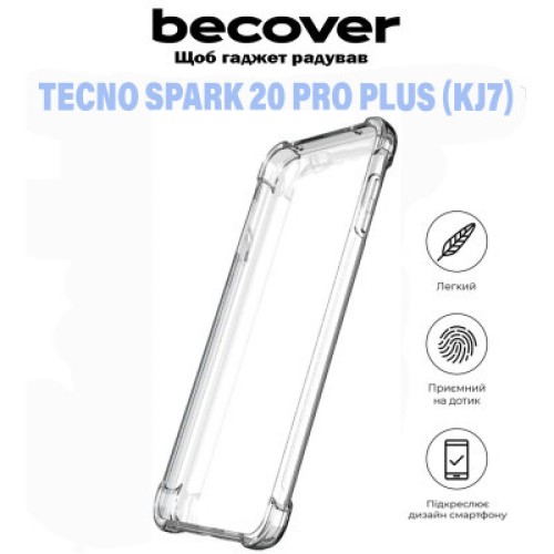 Чехол для мобильного телефона BeCover Anti-Shock Tecno Spark 20 Pro Plus (KJ7) Clear (711172)