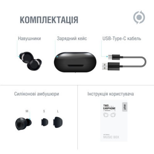 Наушники Piko TWS-MusicBox Black (1283126583414)