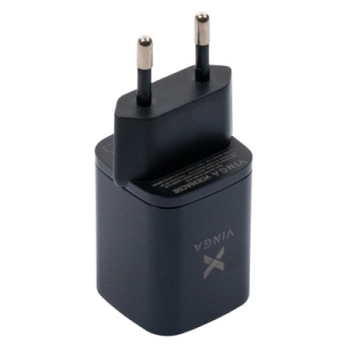 Зарядное устройство Vinga USB-C PD30W + USB-A QC30W Display 33W Max (VCR30ACDB)