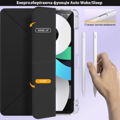 Чехол для планшета BeCover Ultra Slim Origami Transparent Apple Pencil Apple iPad Air (4/5) 2020/2022 10.9" Black (711102)