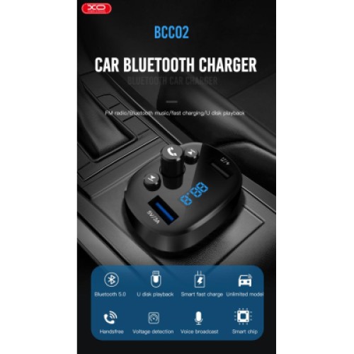 FM модулятор XO BCC-02 3.1A/2 USB Black (ВCC-02)