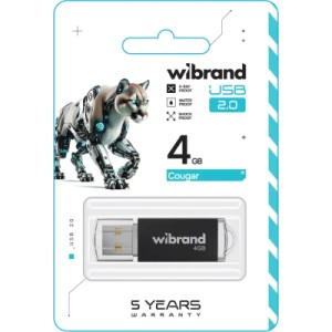 USB флеш накопитель Wibrand 4GB Cougar BlackUSB 2.0 (WI2.0/CU4P1B)