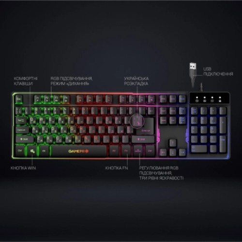Клавиатура GamePro GK576 Nitro+ USB Black (GK576)