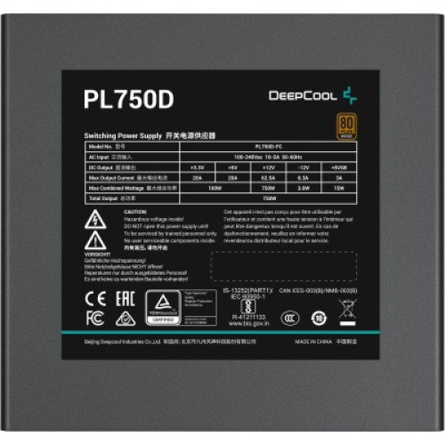 Блок питания Deepcool 750W PL750D (R-PL750D-FC0B-EU)