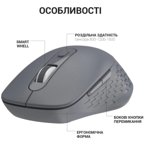 Мышка OfficePro M230G Silent Click Wireless/Bluetooth Gray (M230G)