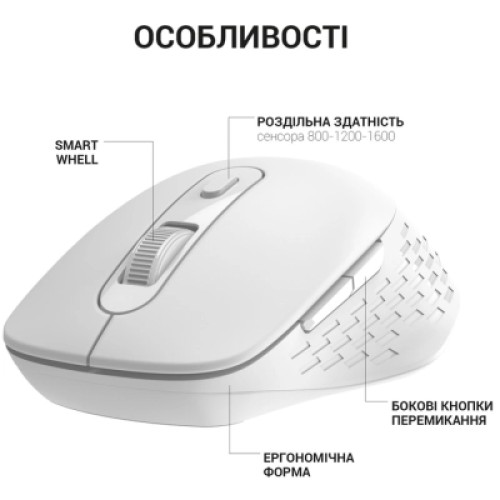 Мышка OfficePro M230W Silent Click Wireless/Bluetooth White (M230W)