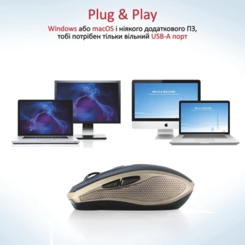 Мышка Promate Breeze Wireless Gold (breeze.gold)