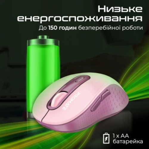 Мышка Promate Ken Wireless/Bluetooth Pink (ken.pink)