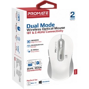 Мышка Promate Ken Wireless/Bluetooth White (ken.white)