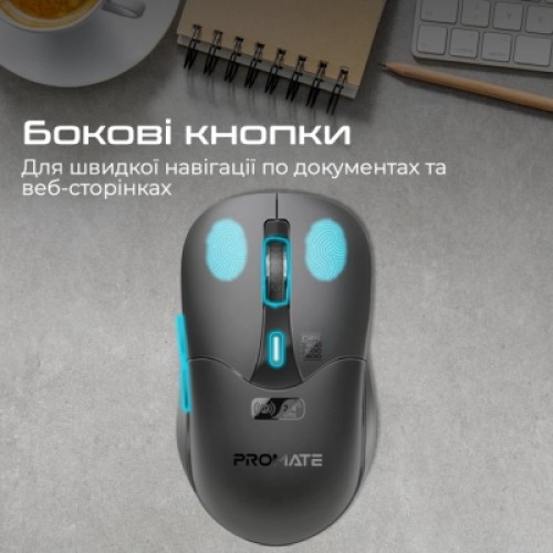Мышка Promate Samo Wireless/Bluetooth Black (samo.black)